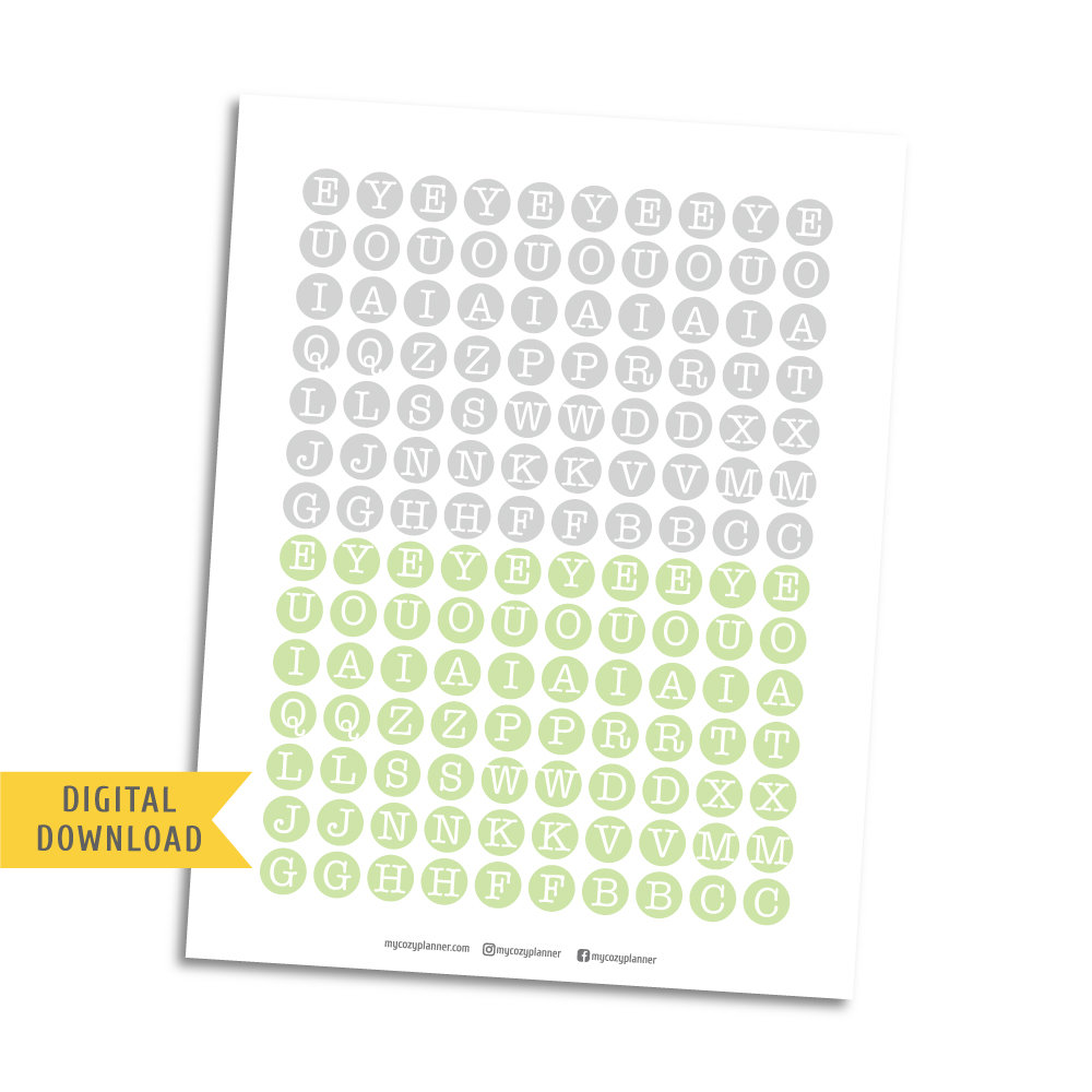 Letter Stickers. Free Printable Planner Stickers. - MY COZY PLANNER