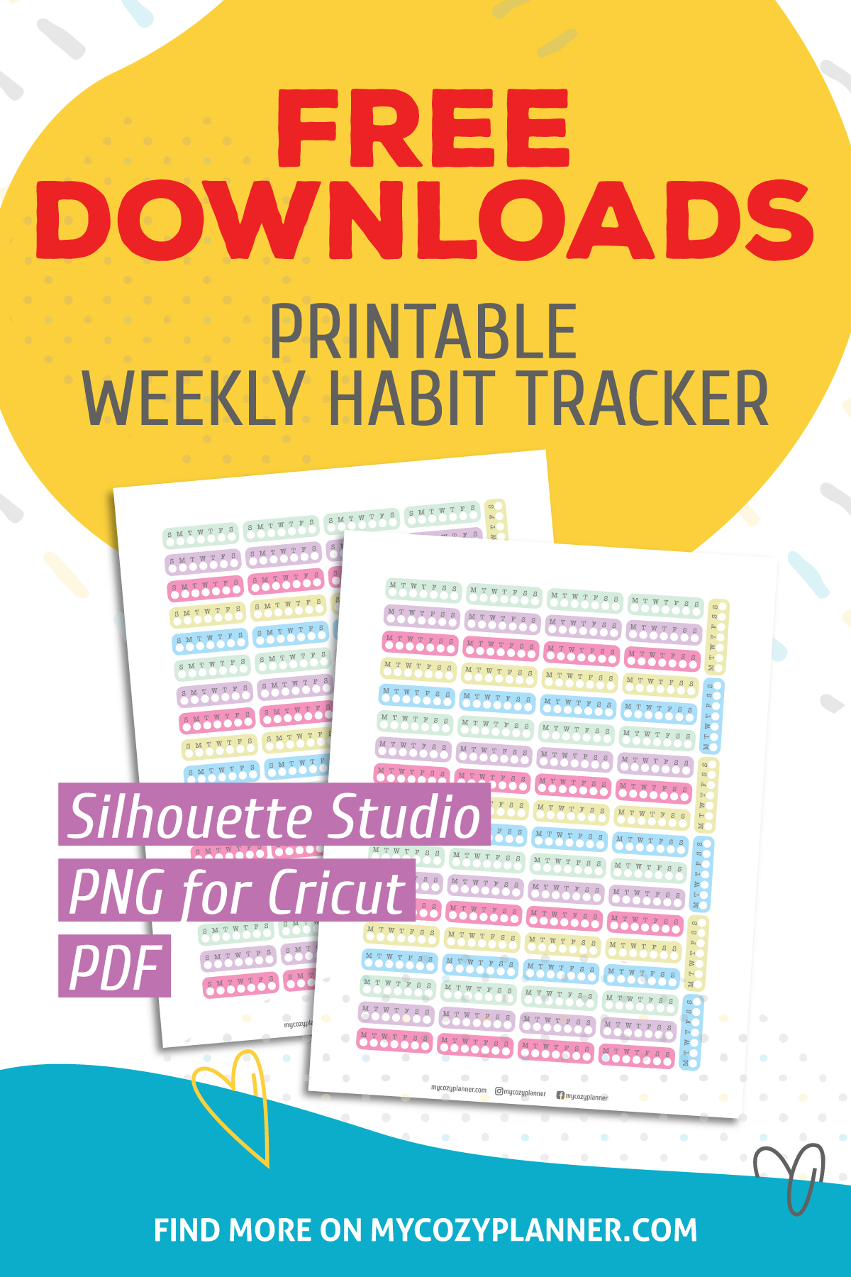 Weekly Habit Tracker. Free Printable Planner Stickers. - MY COZY PLANNER