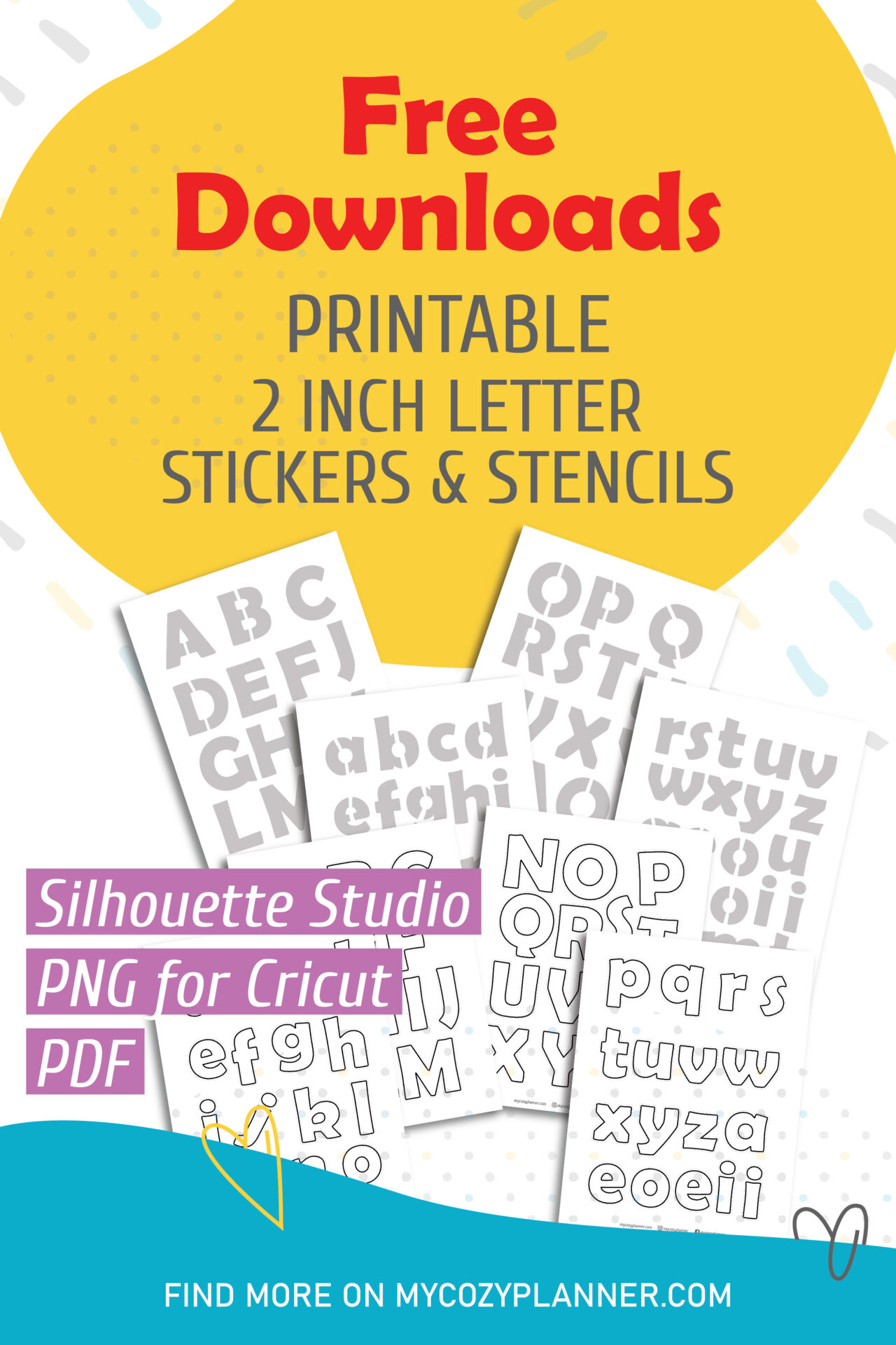 2 Inch Letters. Free Printable Planner Stickers. - MY COZY PLANNER