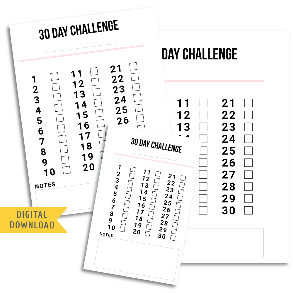 30 Day Challenge Template. Free Digital Download. - MY COZY PLANNER