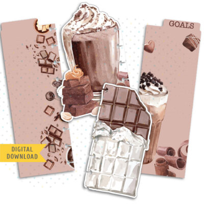 Chocolate Divider Kit. Printable Planner Dividers.