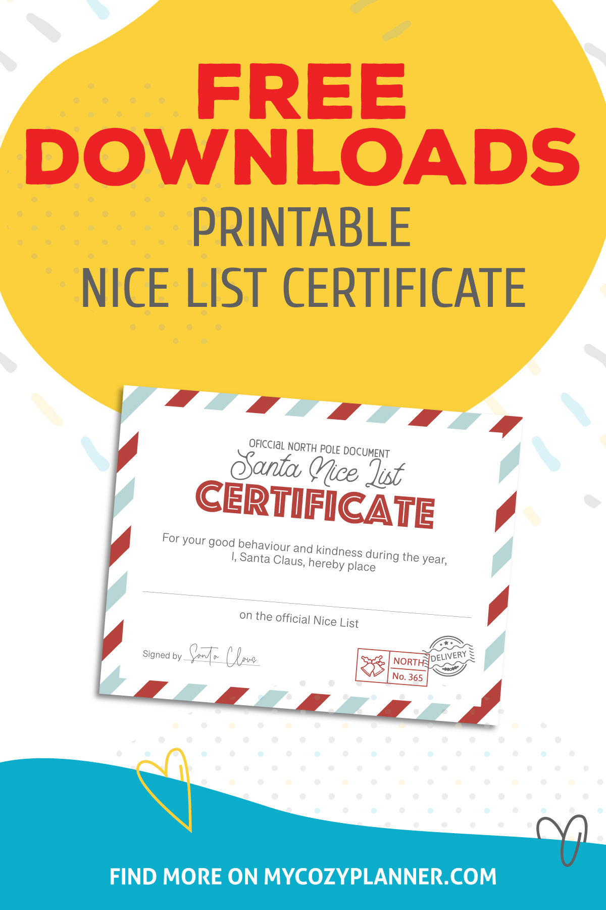 Nice List Ribbon Vintage Nice List Certificate. Free Printable Paper Craft. - MY COZY ...