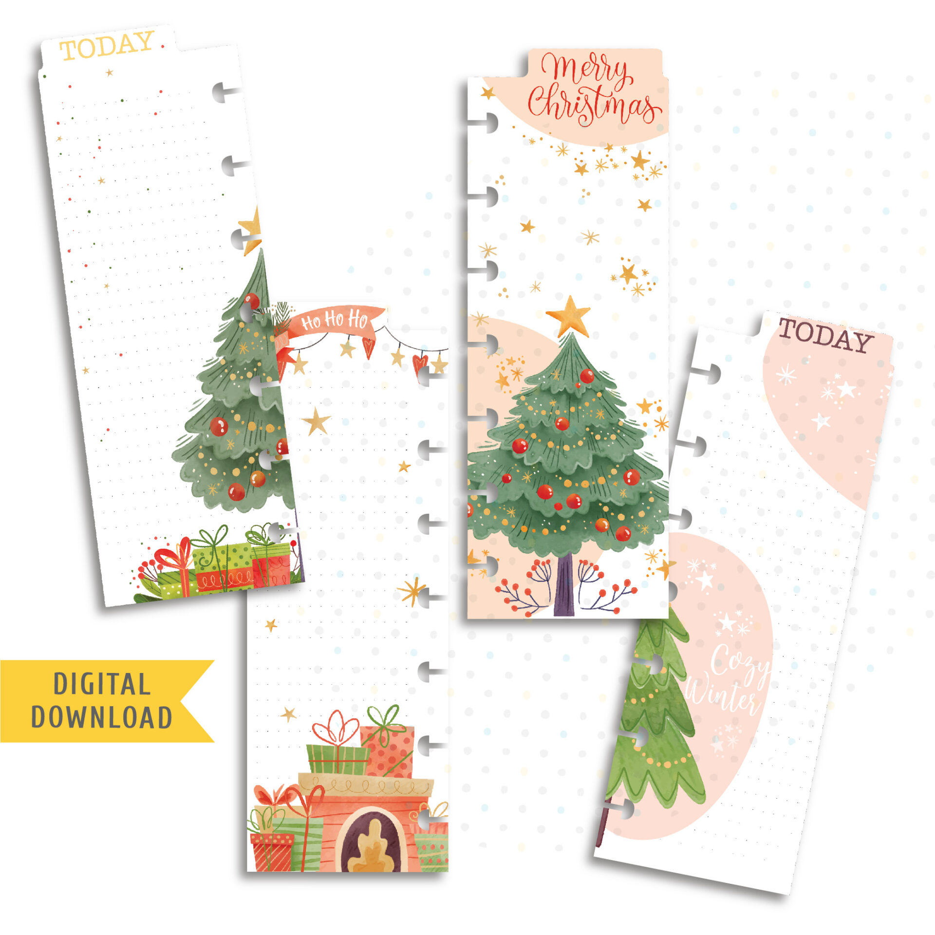 Warm Christmas Divider Kit. Printable Planner Dividers.