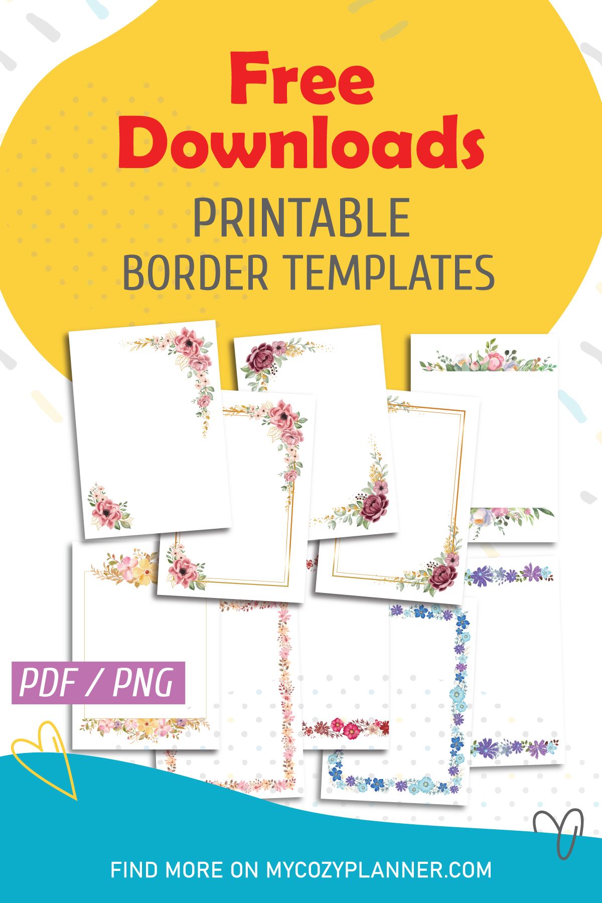 Bloom Border 10 Bloom Borders. Free Digital Download. - MY COZY PLANNER