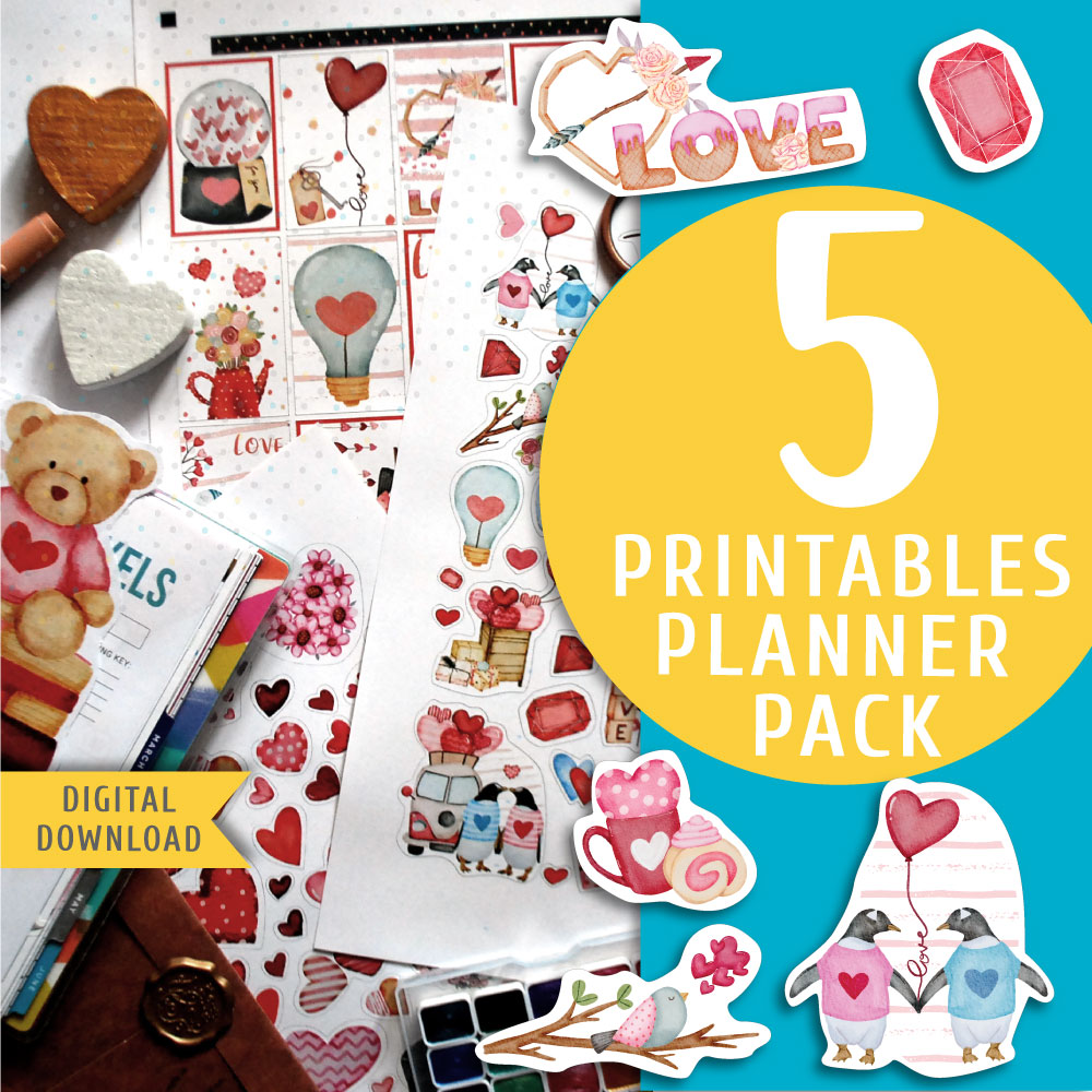 Watercolor Love Pack. Planner Printables - MY COZY PLANNER