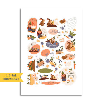 The Love of Gardening Stickers. Printable Planner Stickers.