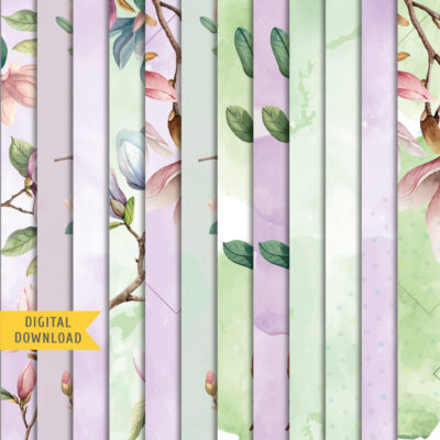 Spring Magnolia Digital Papers. Instant Download.