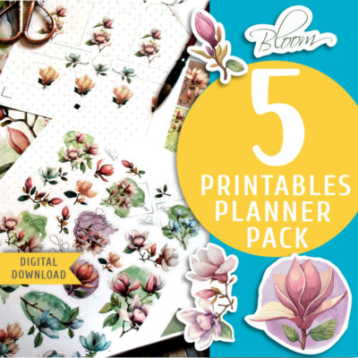 Spring Magnolia Pack. Planner Printables.
