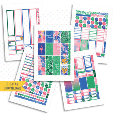 Tropical Color Sticker Kit. Printable Planner Stickers.