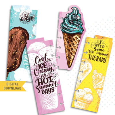 Cool Ice Cream Divider Kit. Printable Planner Dividers.