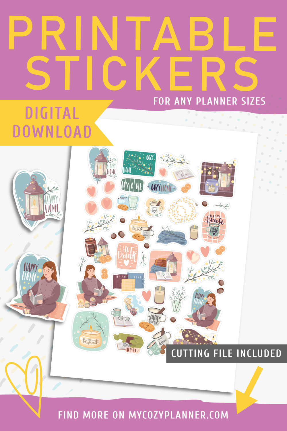 Cozy Home Stickers. Printable Planner Stickers. - MY COZY PLANNER
