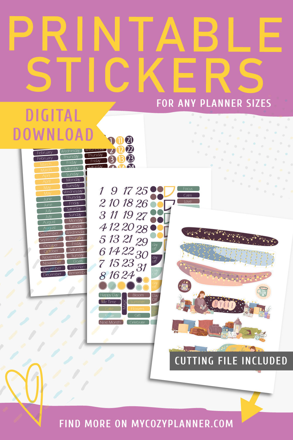 Cozy Home Monthly Sticker Kit. Printable Planner Stickers. - MY COZY ...