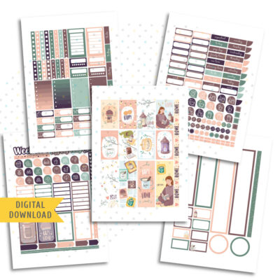 Cozy Home Sticker Kit. Printable Planner Stickers.