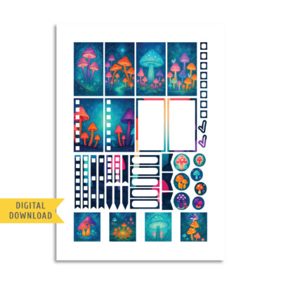 Magic Mushrooms Free Printable Planner Stickers.